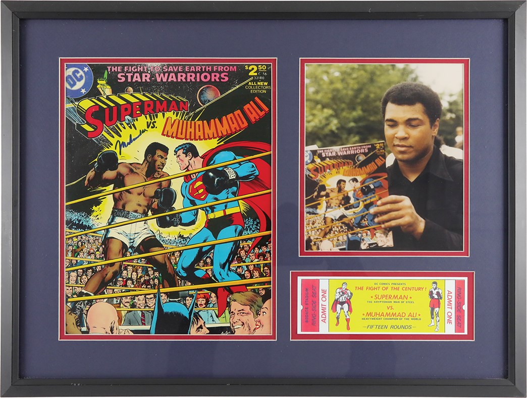 - 1978 Muhammad Ali Signed "Superman vs Muhammad Ali" Comic Book in Framed Display (PSA)