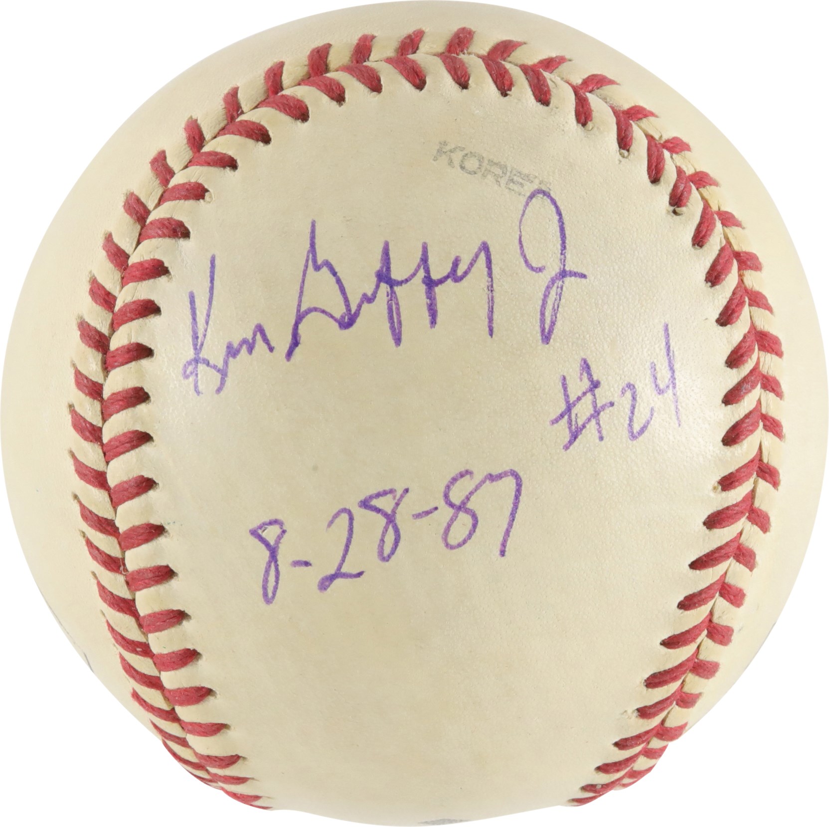 Baseball Autographs - 1987 Ken Griffey Jr. Pre-Rookie Signed & Inscribed Baseball (PSA)
