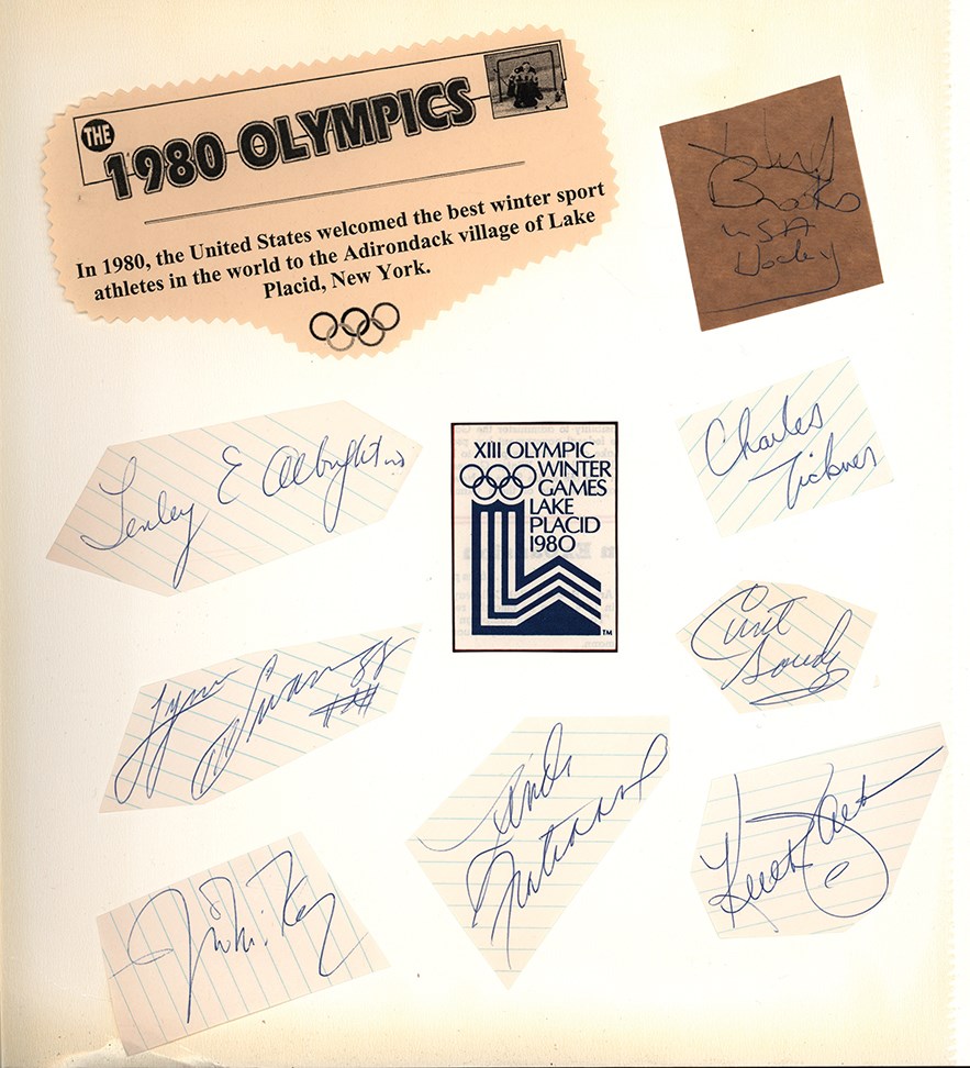 - 1980 USA Hockey Photographs with Game 6 Full Ticket and Autographs