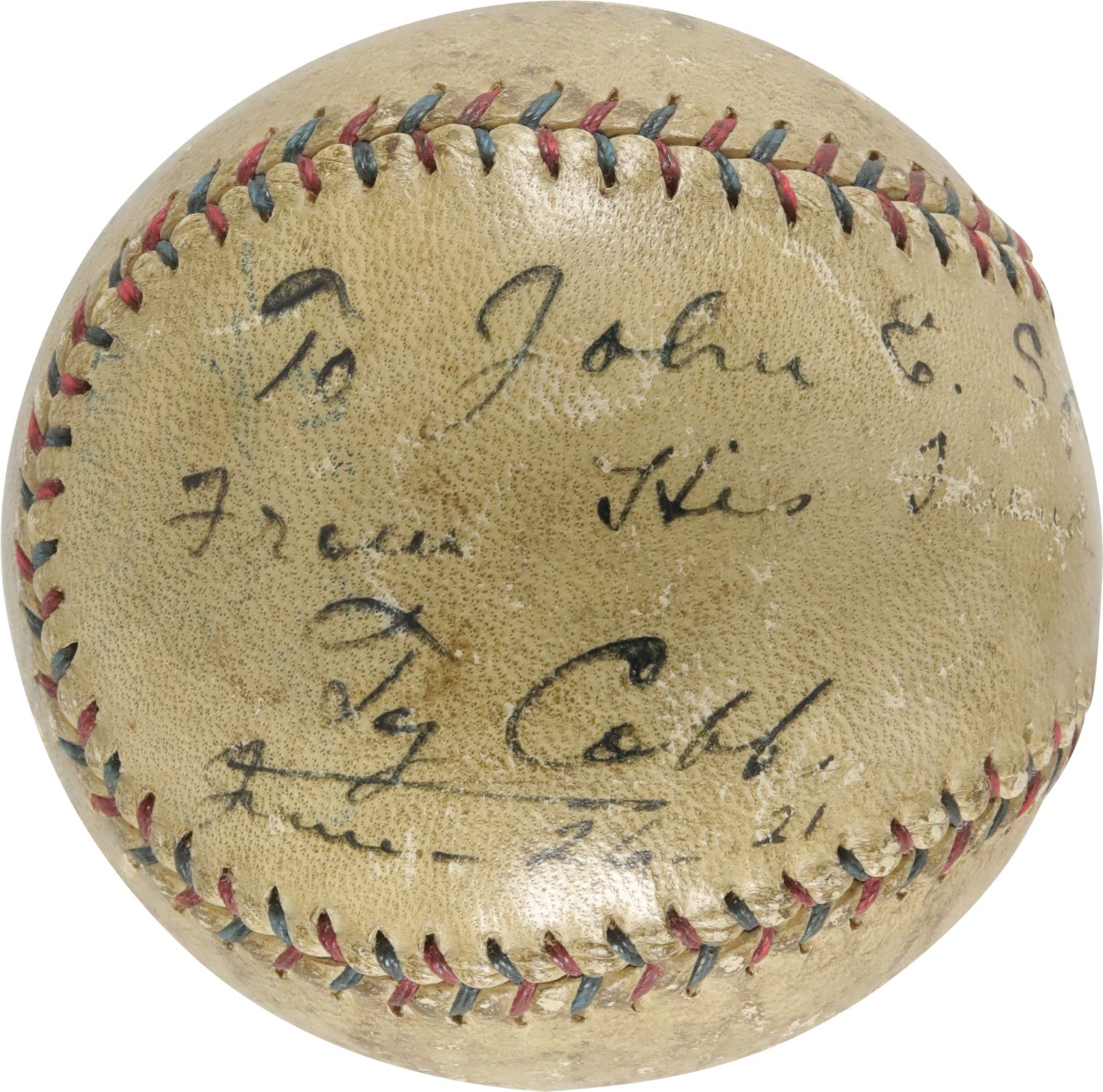 Baseball Autographs - 1921 Ty Cobb Single-Signed Baseball (PSA)