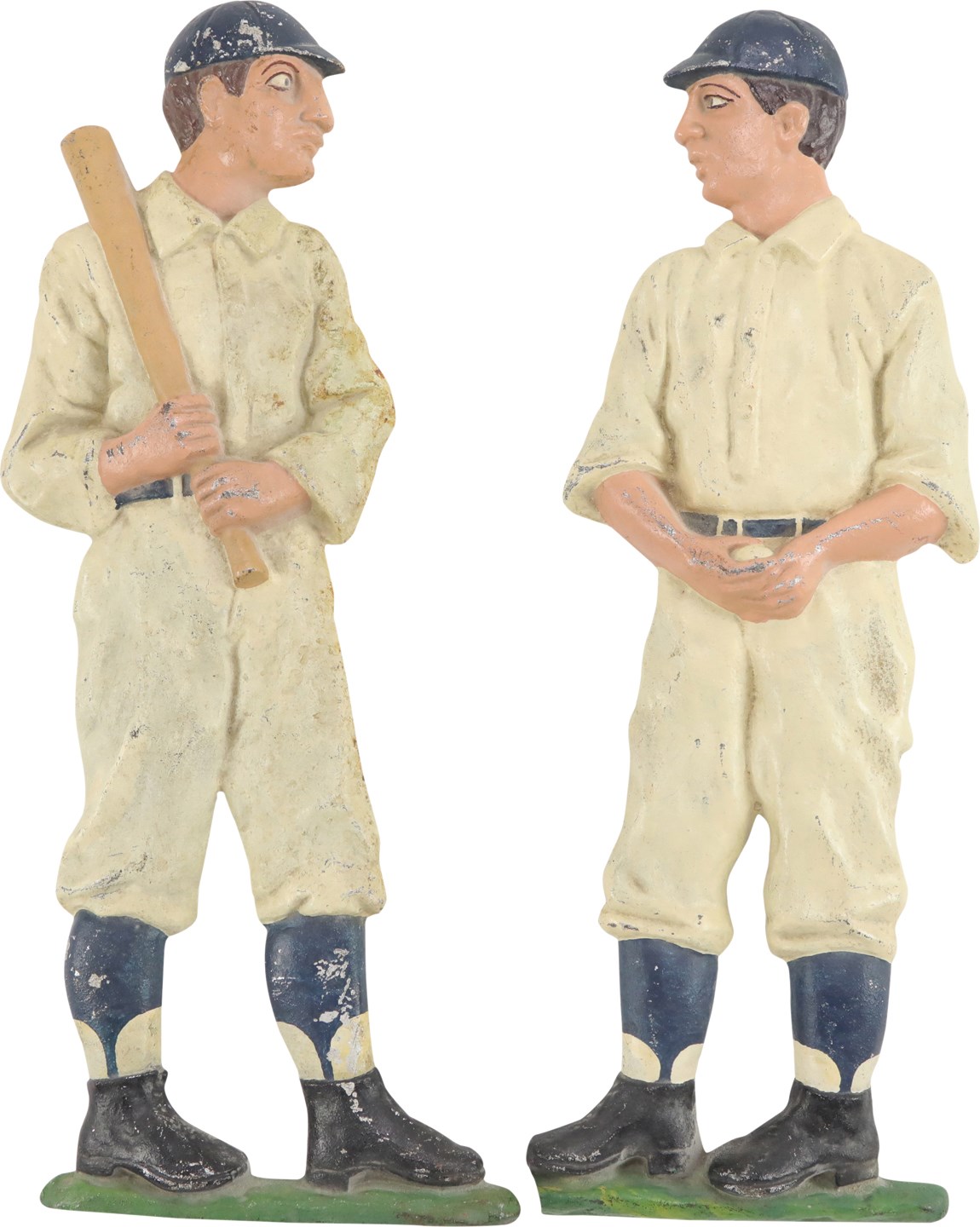 Baseball Memorabilia - Pair of 1909 Painted Baseball Andirons