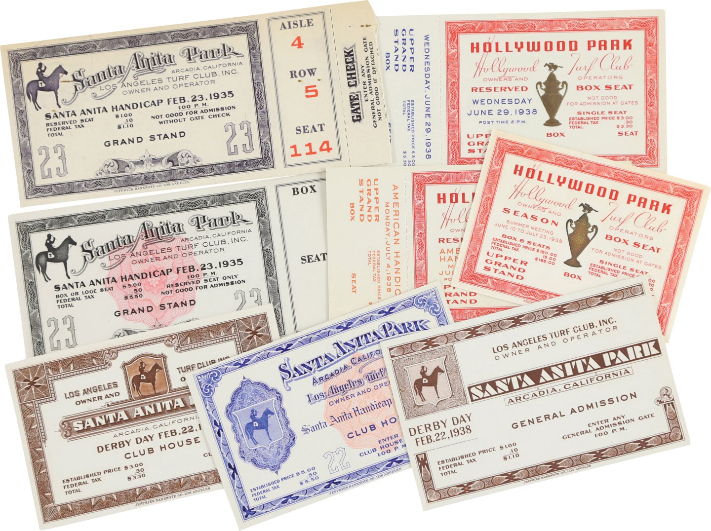Horse Racing - Rare Admission Ticket, Prototypes, and Proofs (8)