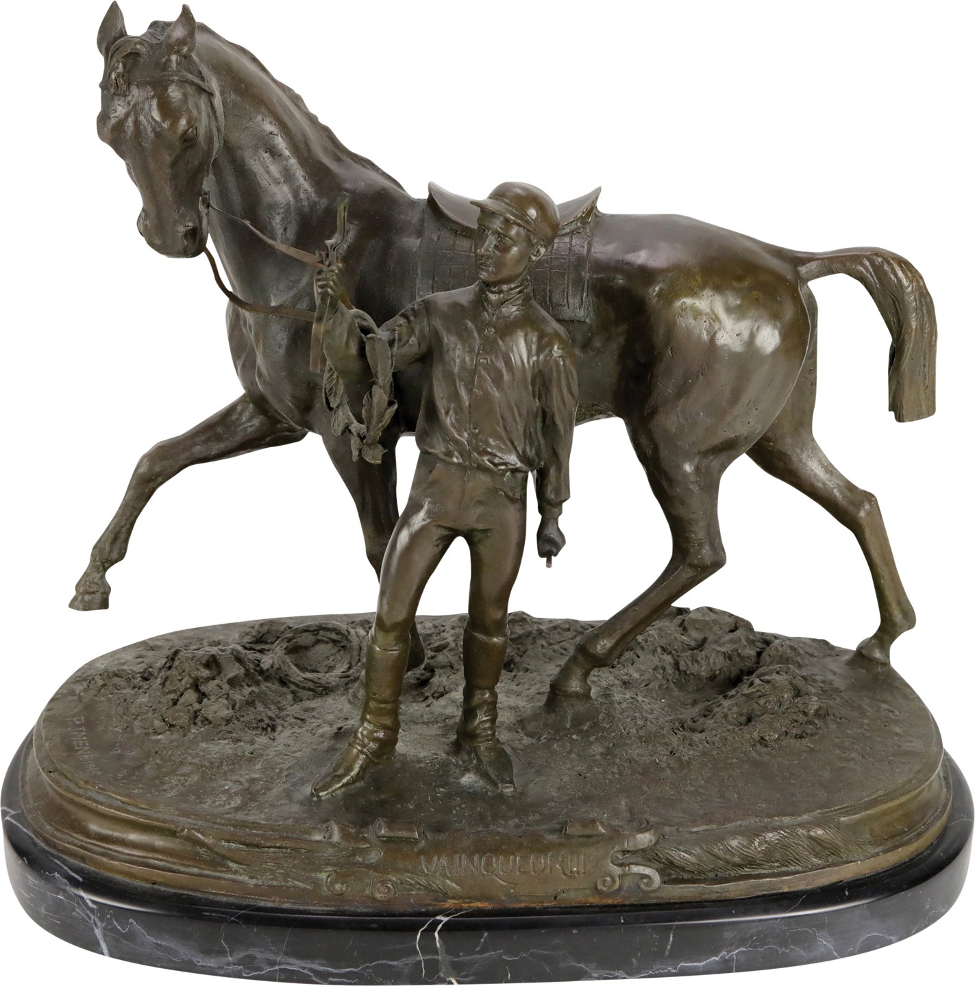 Horse Racing - Vainoueur Bronze in the Style of Pierre-Jules Mene