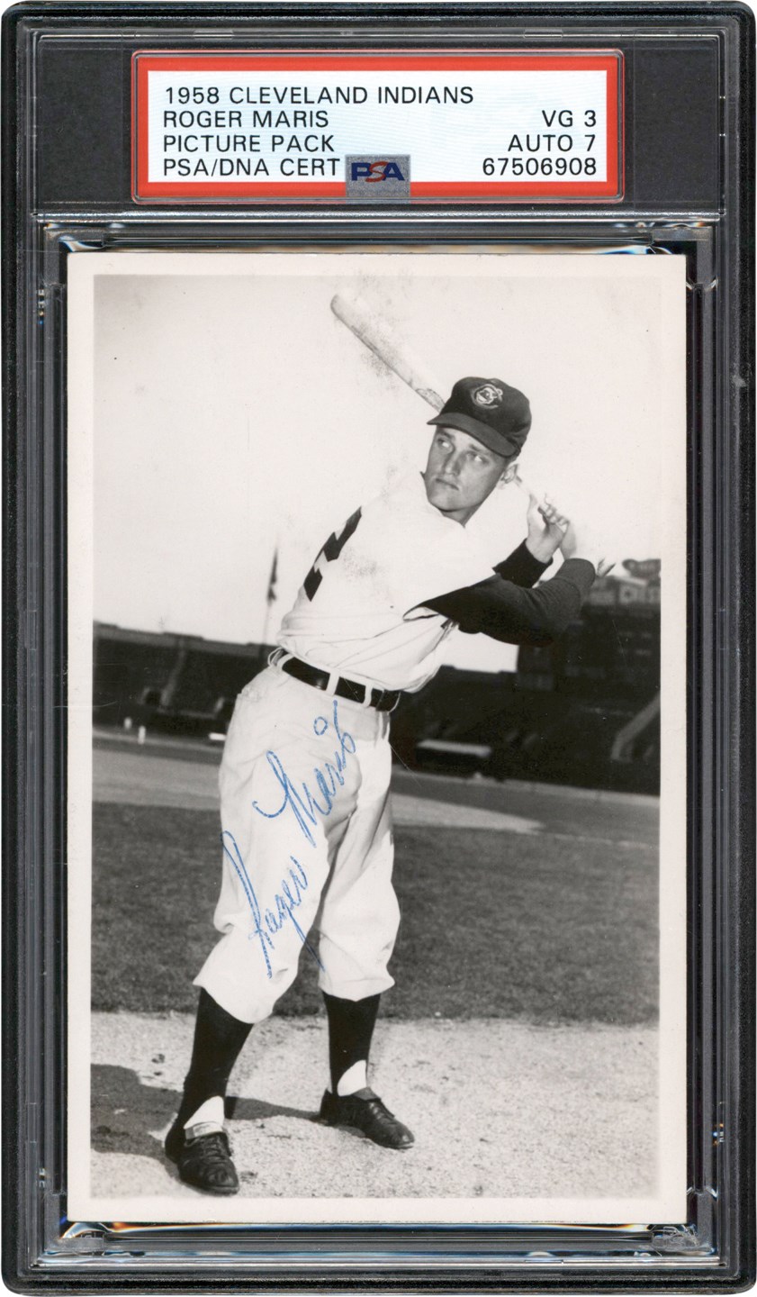 - Signed 1958 Cleveland Indians Picture Pack Roger Maris Rookie Card PSA VG 3 Auto 7