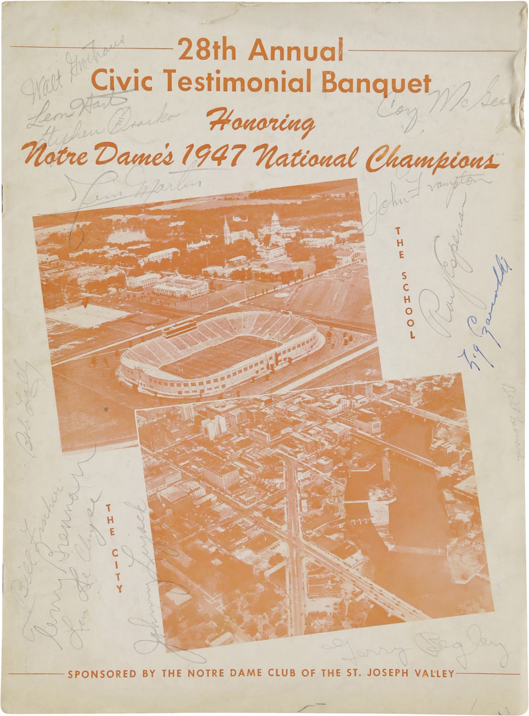 Football - 1930-1988 Notre Dame Football Memorabilia Collection w/Signed Banquet Program (14)