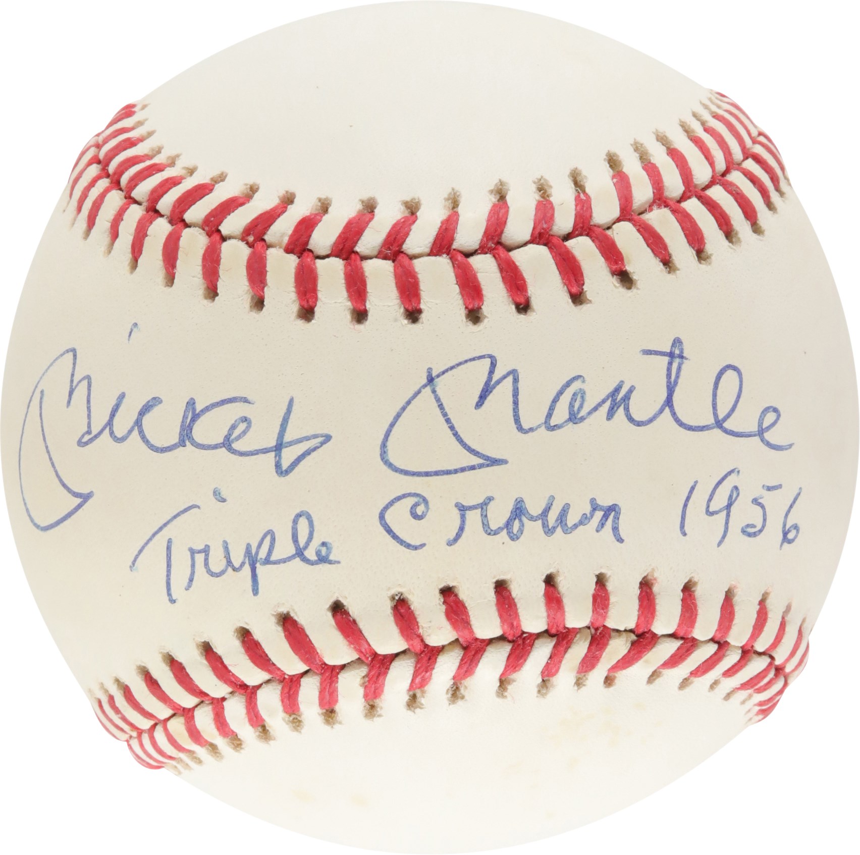 - Mickey Mantle "Triple Crown 1956" Single-Signed Baseball (PSA)