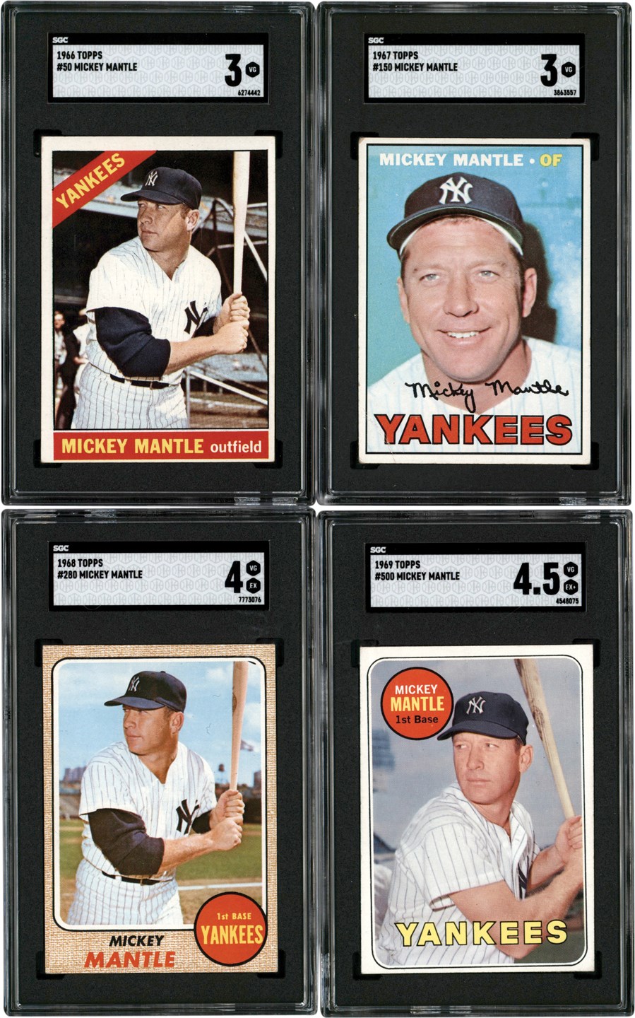 - 1966-1969 Topps Mickey Mantle SGC Collection (4)
