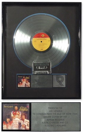 Jimi Hendrix RIAA Sales Award (14x16”)