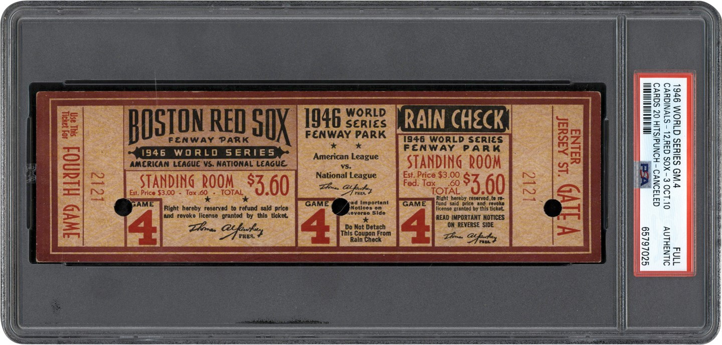 - 1946 World Series Game 4 Canceled Full Ticket PSA Authentic