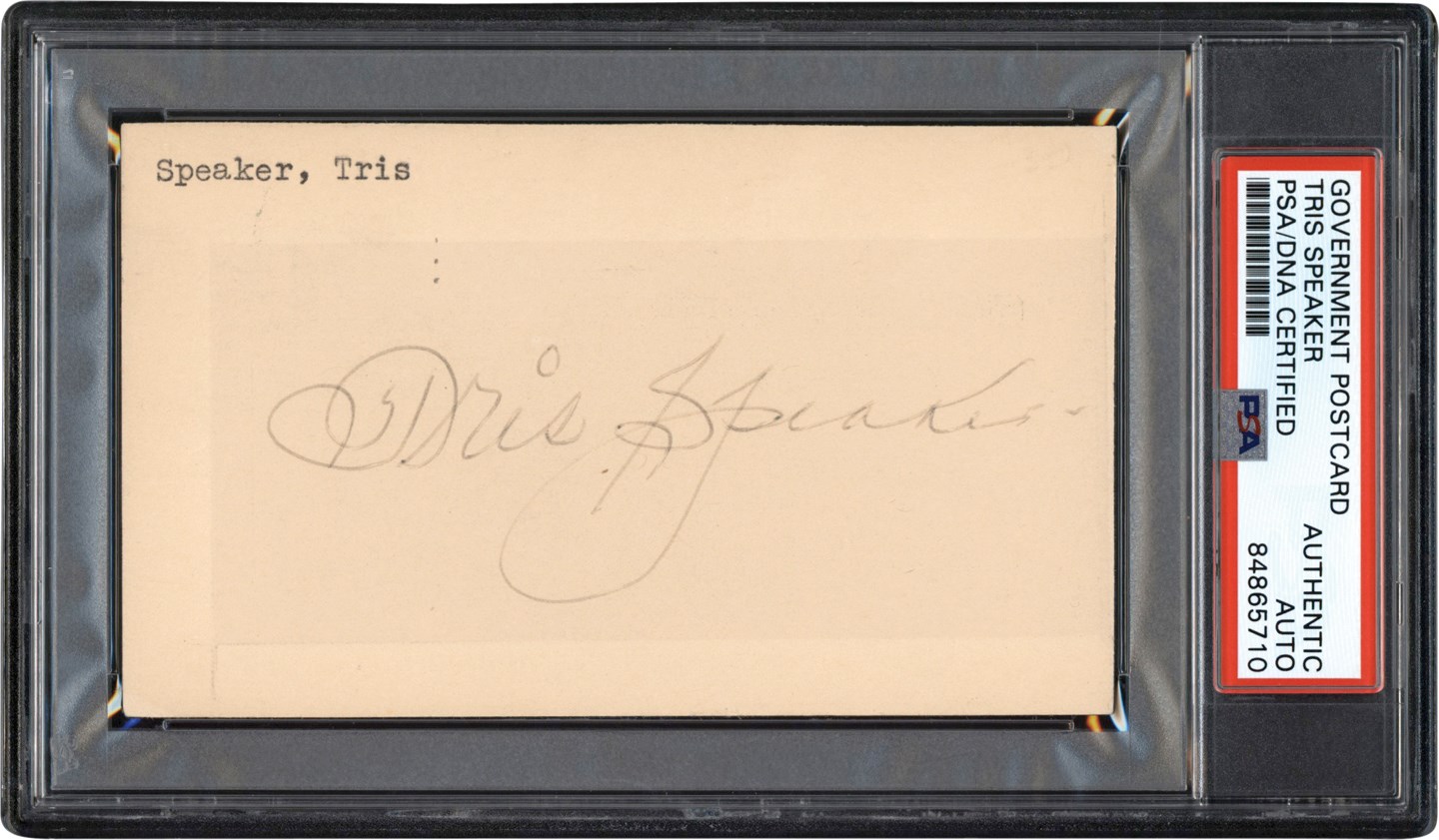 - 1952 Tris Speaker Signed Government Postcard (PSA)