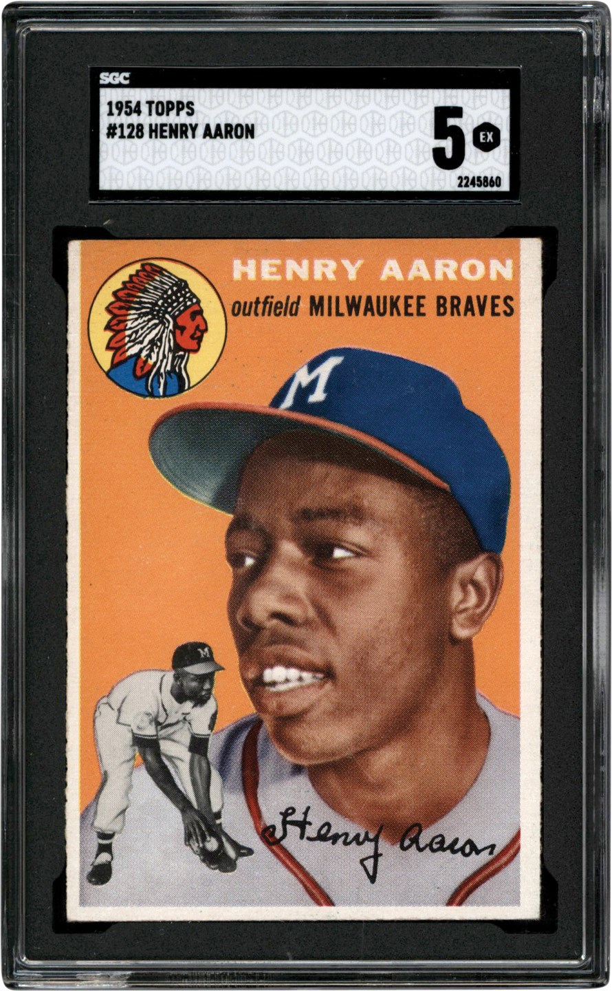 - 1954 Topps #128 Hank Aaron Rookie Card SGC EX 5