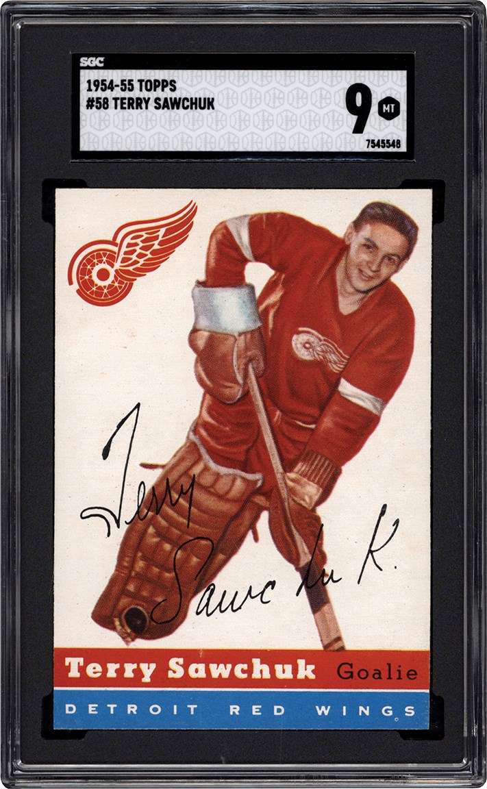 Hockey Cards - 1954-1955 Topps Hockey #59 Terry Sawchuk SGC MINT 9