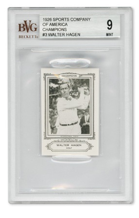 Golf Cards - 1926 Spalding Champions Walter Hagen BGS 9 (Mint)
