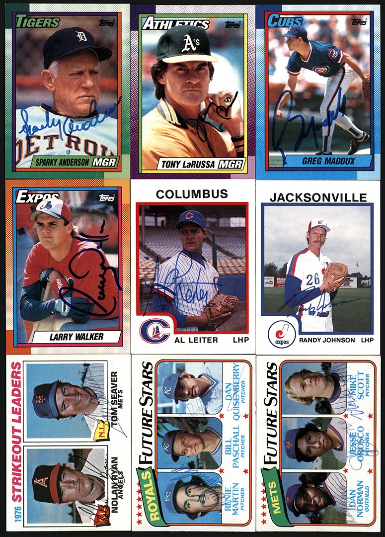 - 977-1990 Topps Baseball Complete Sets (4) w/Many Signed Cards