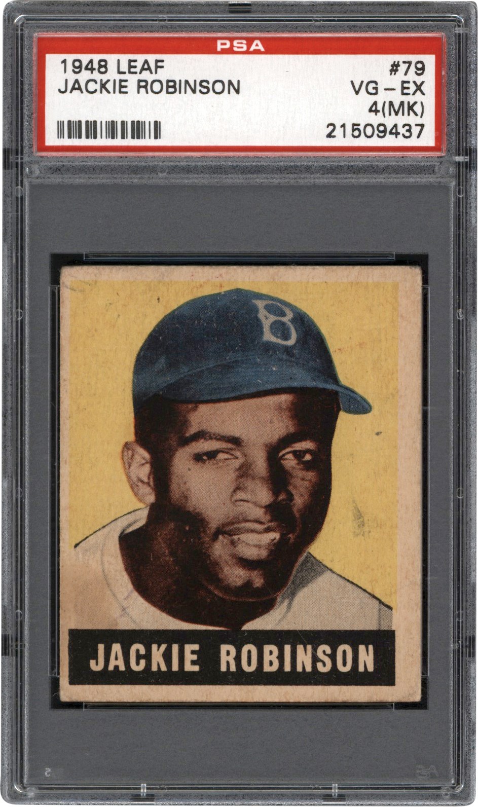 Baseball and Trading Cards - 1948 Leaf #79 Jackie Robinson Rookie Card PSA VG-EX 4 (MK)