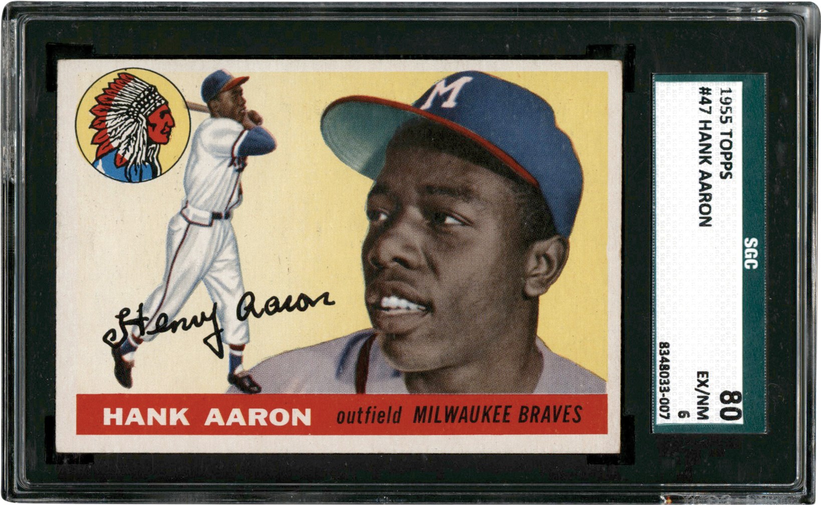 1955 Topps #47 Hank Aaron SGC EX-MT 6