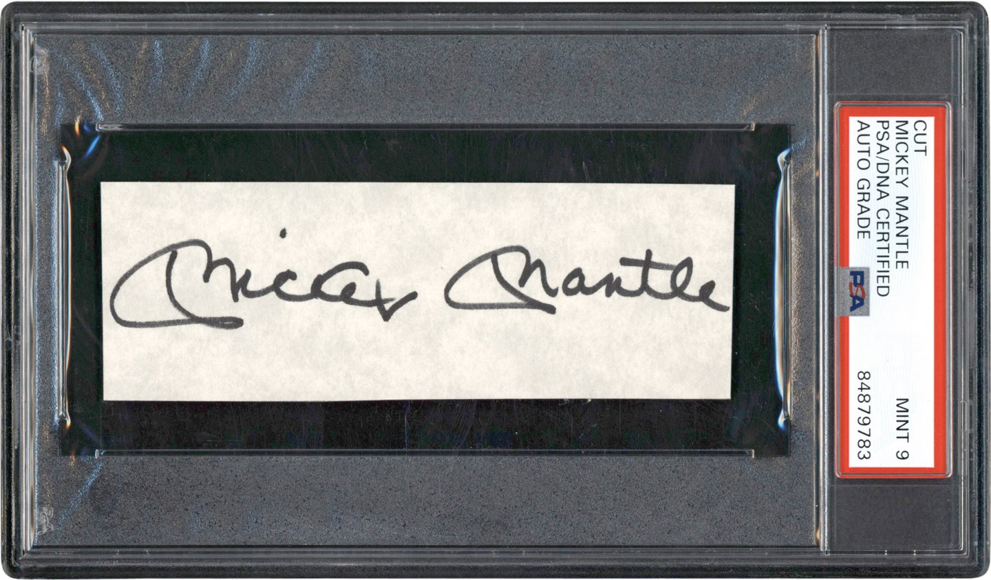Baseball Autographs - 1990 Mickey Mantle Signed Cut (PSA MINT 9)