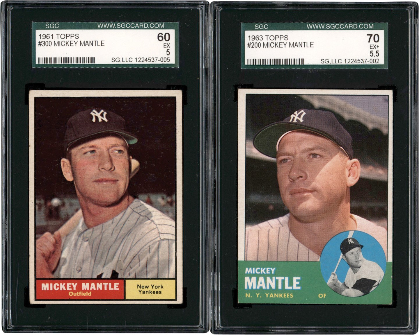 - 1961 & 1963 Topps Mickey Mantle SGC 5 & 5.5 Duo (2)