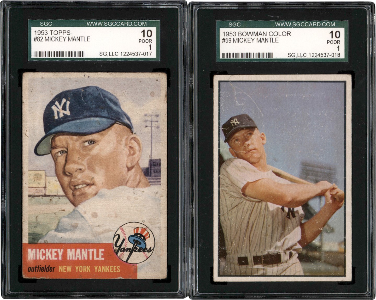 - 1953 Topps & Bowman Color Mickey Mantle SGC Collection (2)