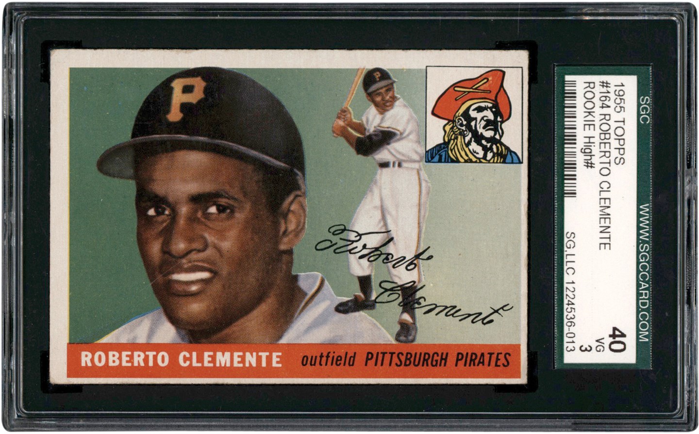 - 1955 Topps #164 Roberto Clemente Rookie SGC VG 3