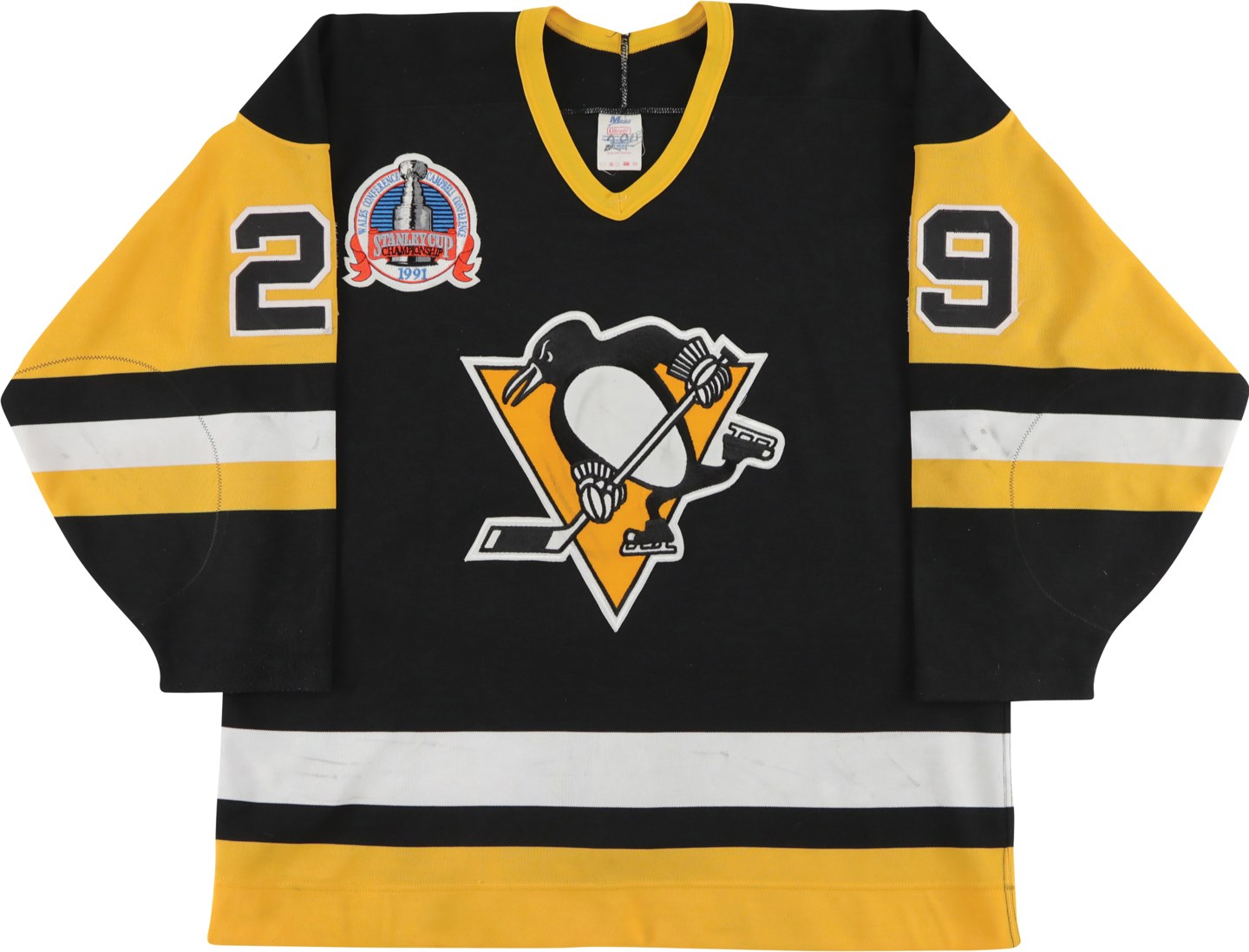 - 1991 Phil Bourque Stanley Cup Finals Pittsburgh Penguins Game Worn Jersey (Bourque LOA)