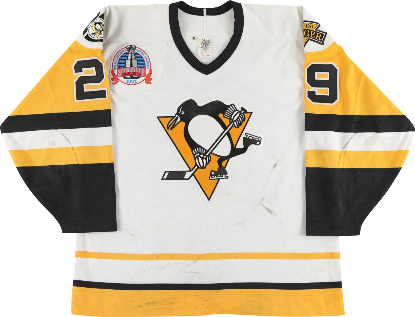 1992 Phil Bourque Stanley Cup Finals Game 1 Pittsburgh Penguins Game Worn Jersey - Bourque's Final Playoff Goal (Photo-Matched & Bourque LOA)