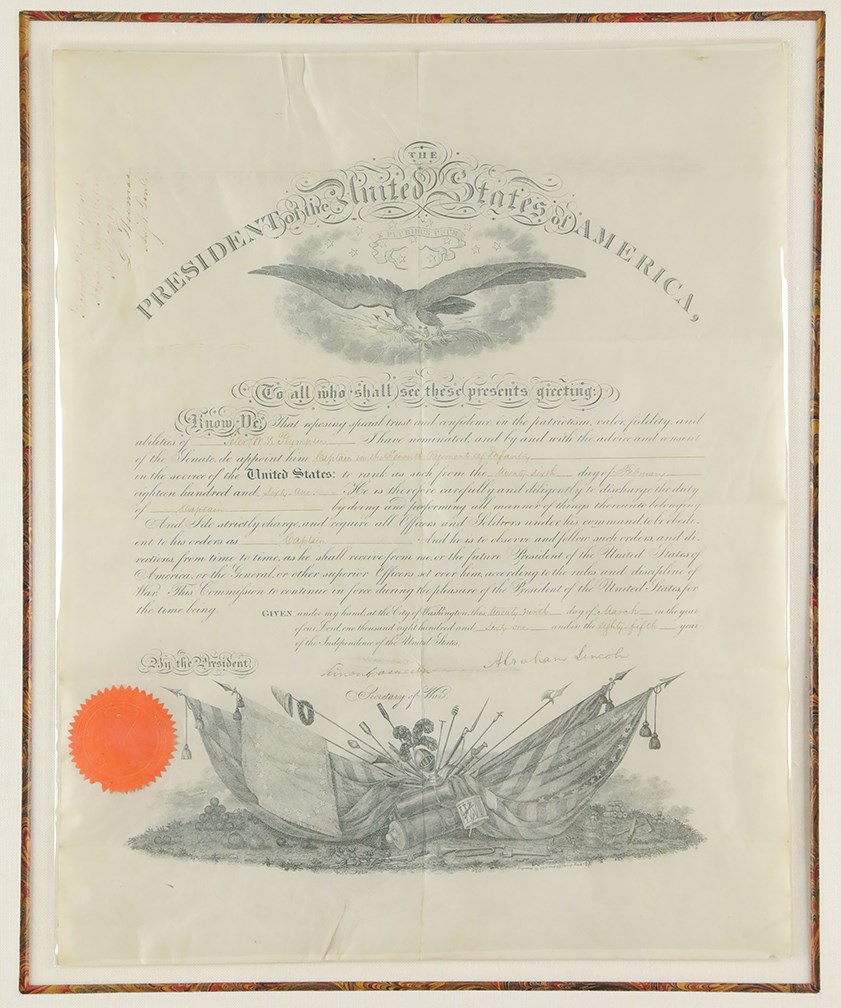 - 1861 Abraham Lincoln Signed Military Commission as President (PSA)