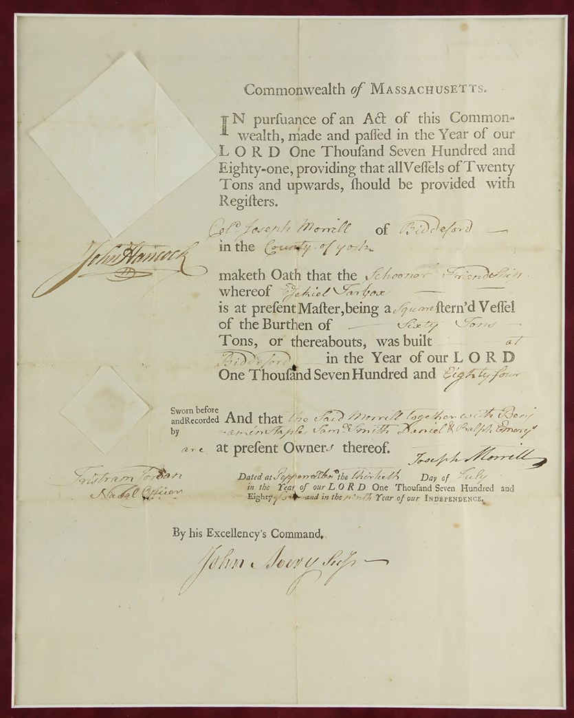 - Stunning 1784 John Hancock Signed Document Display (PSA)