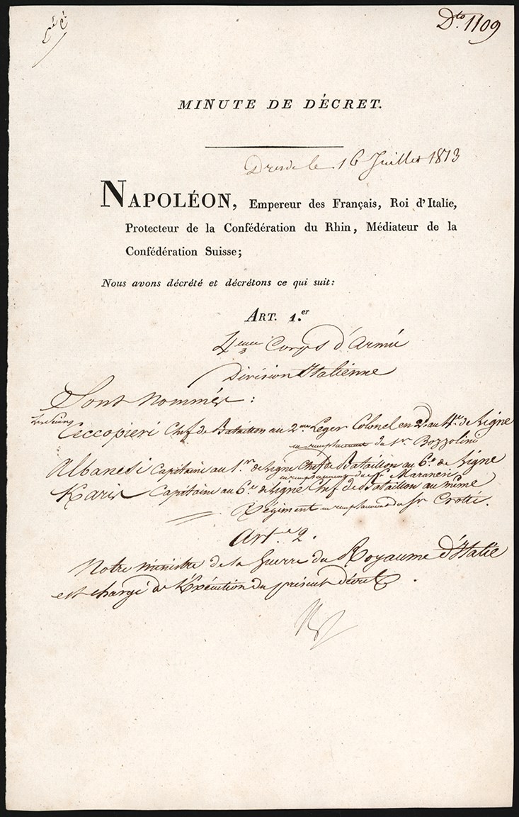 Historical Autographs - 1813 Napoleon Bonaparte Signed Reinforcements Document Three Weeks Prior to The Battle of Leipzig (PSA)