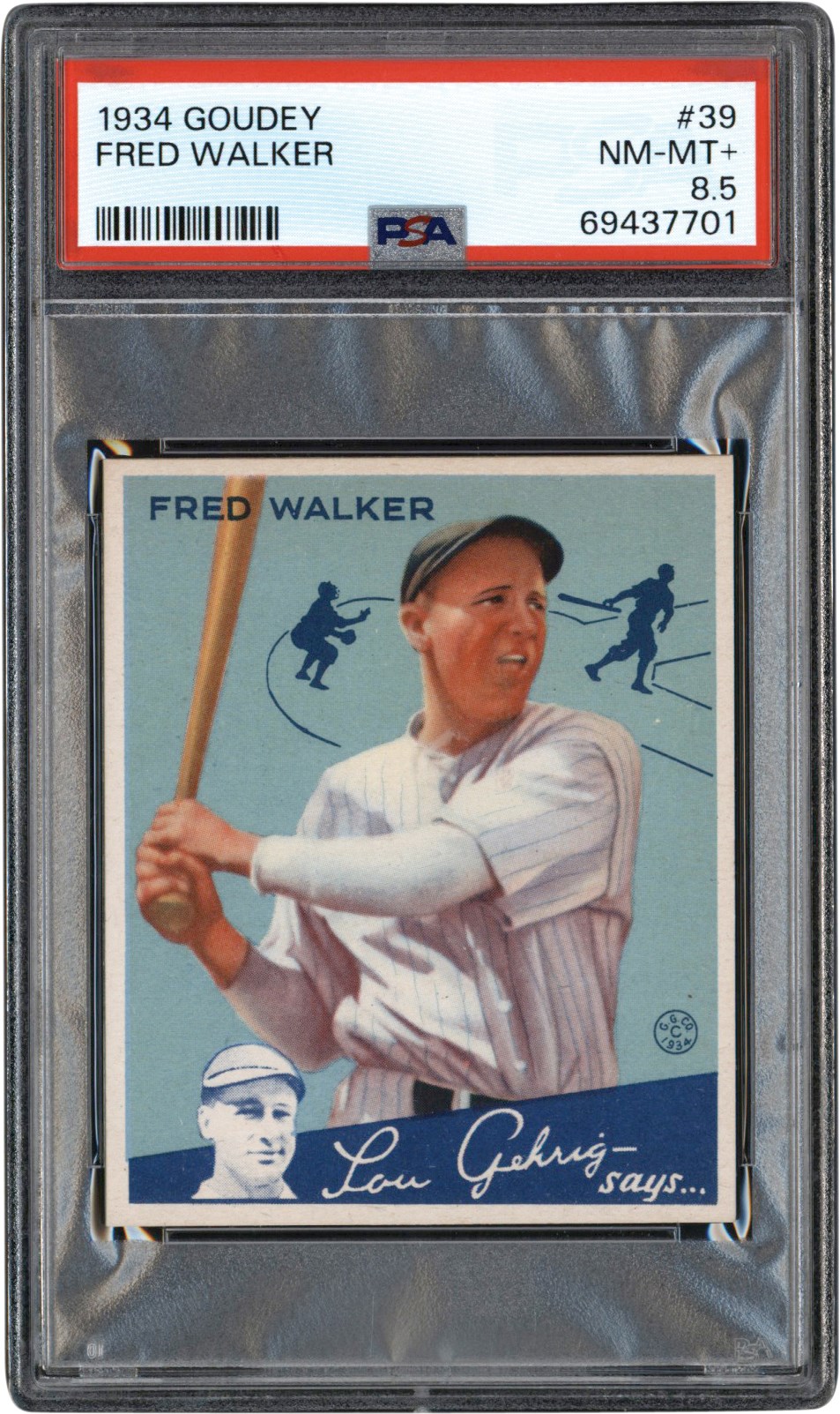 - 934 Goudey #39 Fred Walker PSA NM-MT+ 8.5