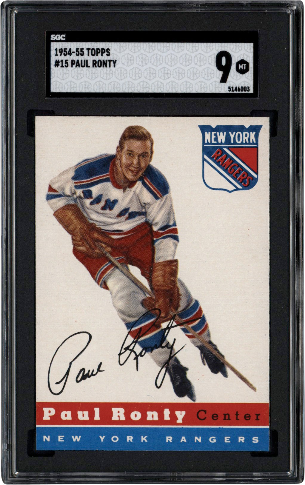 - 1954 Topps Hockey #15 Paul Ronty SGC MINT 9