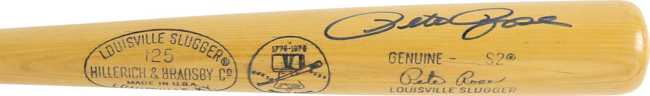 - 1976 Pete Rose Cincinnati Reds Bicentennial Signed Professional Model Bat