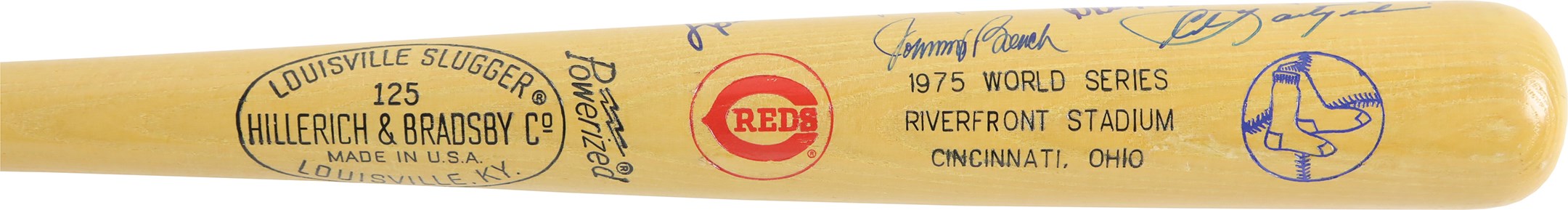 Baseball Autographs - 1975 Boston Red Sox vs. Cincinnati Reds Signed World Series Bat