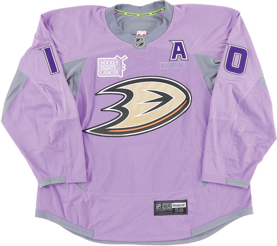 - 2016 Corey Perry Anaheim Ducks "Hockey Fights Cancer" Signed Pre-Game Jersey