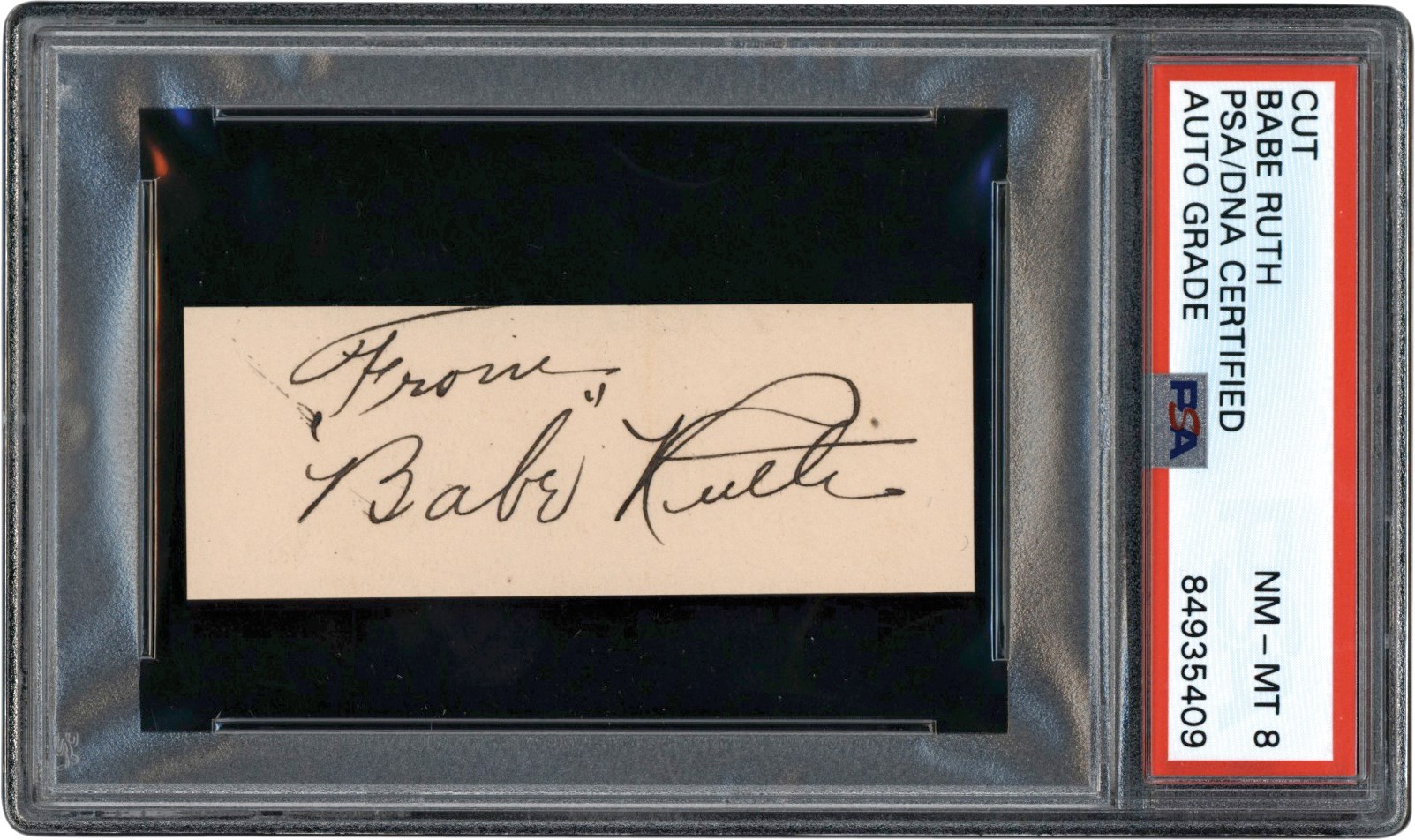 - Circa 1928 Babe Ruth Signature (PSA NM-MT 8 Auto)