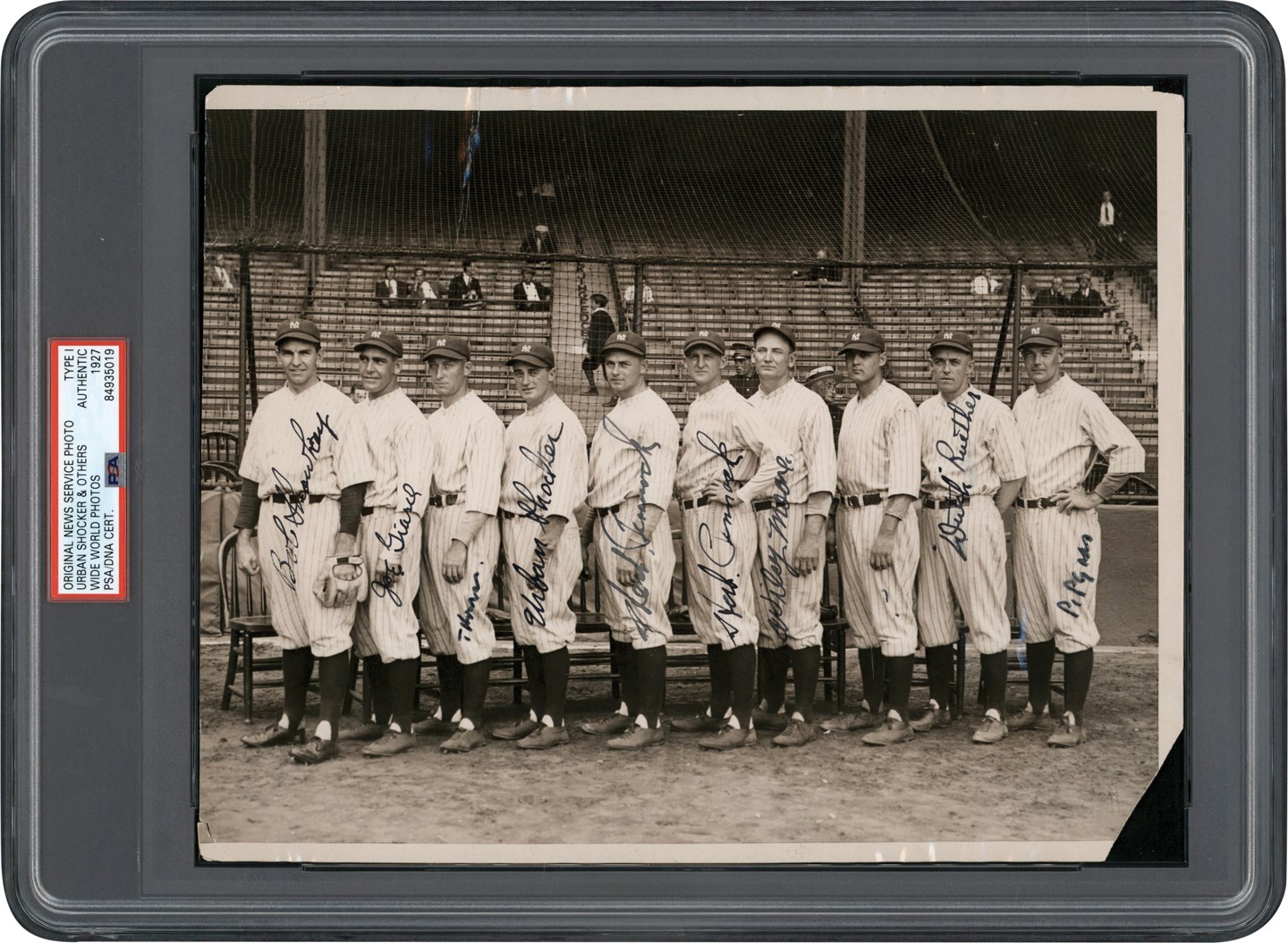 - 1927 New York Yankees Pitching Staff Signed Photograph with Shocker and Giard (PSA Type I with Authentic Signatures)