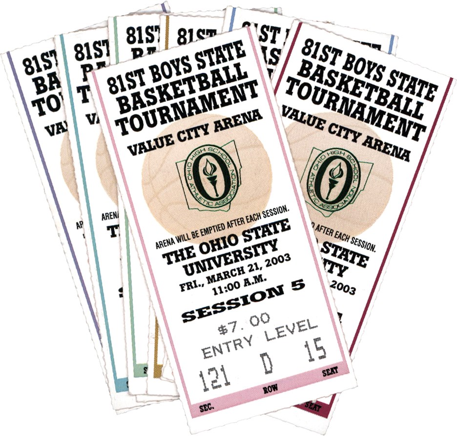 - 2003 OHSAA DIV II Tournament Ticket Stub Collection from LeBron James' Final High School Tournament (8)