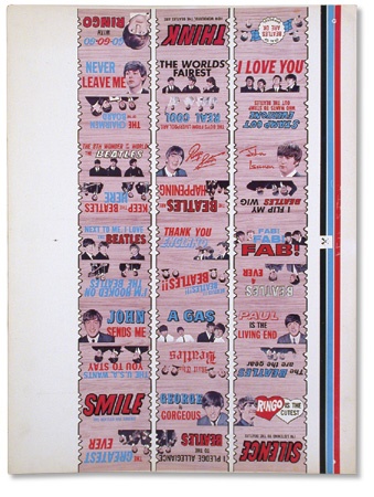 1964 Topps Beatles Plak Card Uncut Sheet
