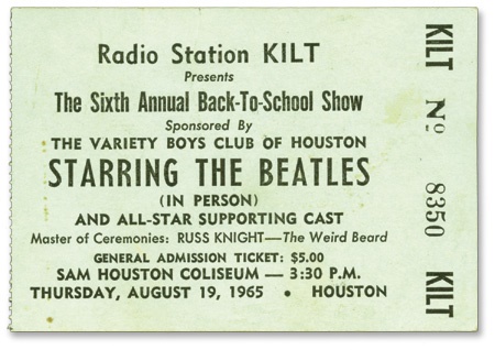 Beatles Tickets - The Beatles 1967 Houston Concert Ticket (4.5x3”)