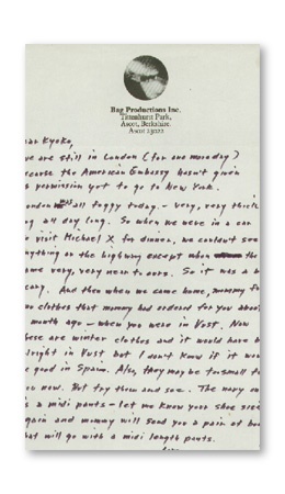 Important Yoko Ono Letter