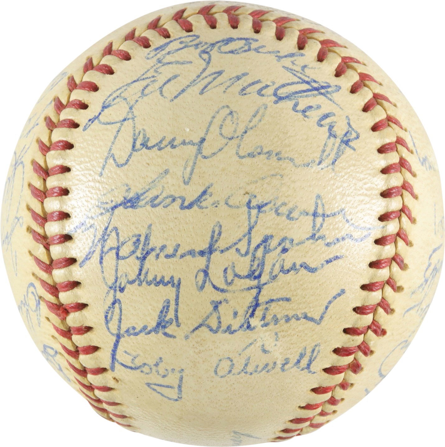 - 1956 Milwaukee Braves Team-Signed Baseball w/Aaron, Mathews & Spahn (PSA)