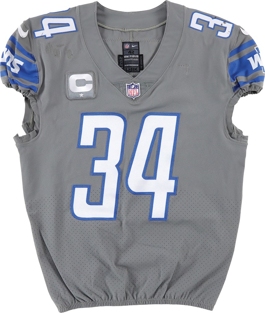 Football - 2021 Alex Anzalone Detroit Lions "Color Rush" Game Worn Jersey Photo-Matched to Two Games - First Sack as a Lion (Photo-Matched)