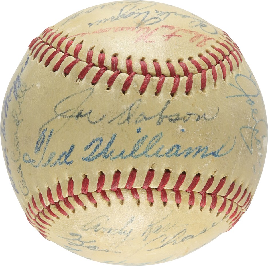 Baseball Autographs - 1942 Boston Red Sox Team-Signed Baseball w/Ted Williams on Sweet Spot