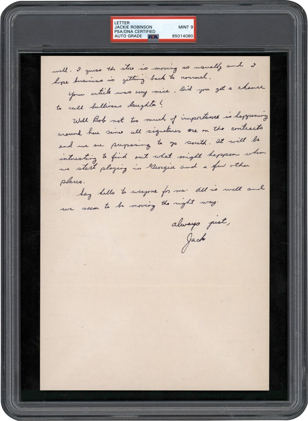- Circa 1949 Jackie Robinson Handwritten Letter - Jackie Buys His First House (PSA MINT 9)