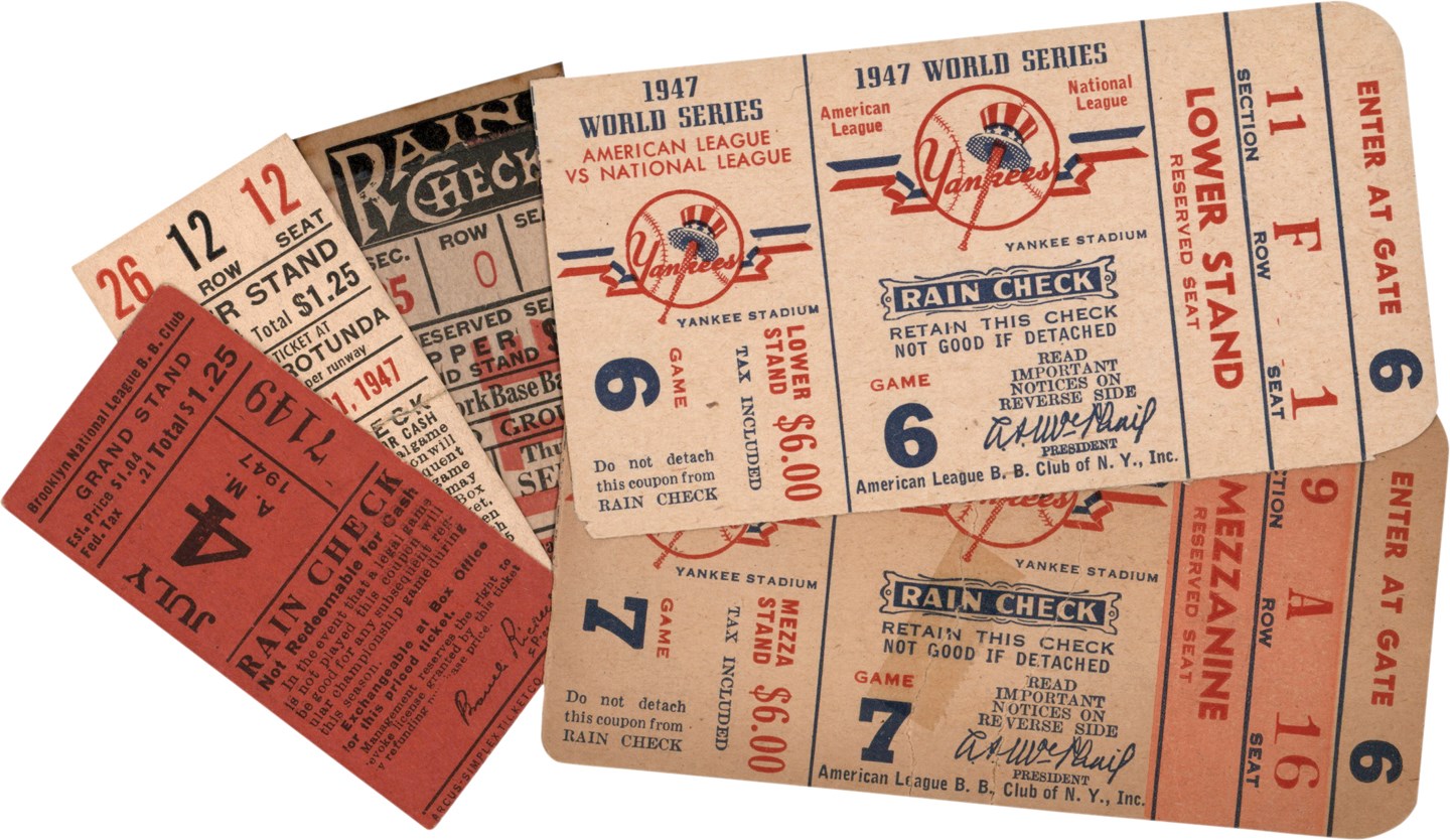 - 1947 Ticket Stub Collection (5) - All Jackie Robinson Rookie Games