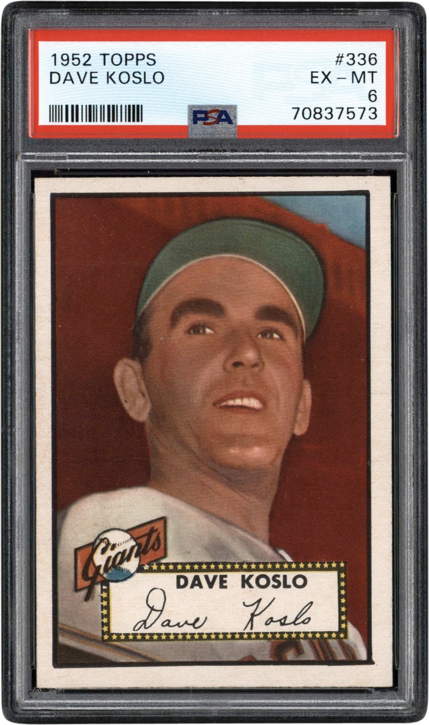 - 1952 Topps #336 Dave Koslo PSA EX-MT 6 - Newly Discovered Example