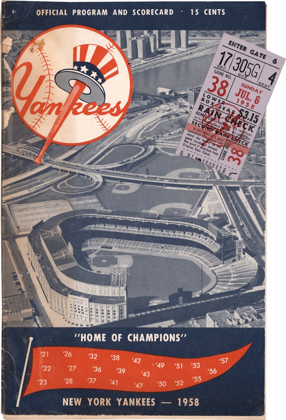- 4/6/58 Mickey Mantle & Ted Williams Home Run in Same Game Ticket Stub and Program