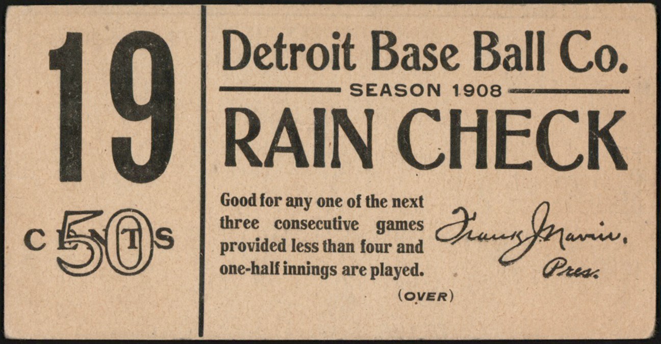 - 1908 Detroit Tigers Full Ticket