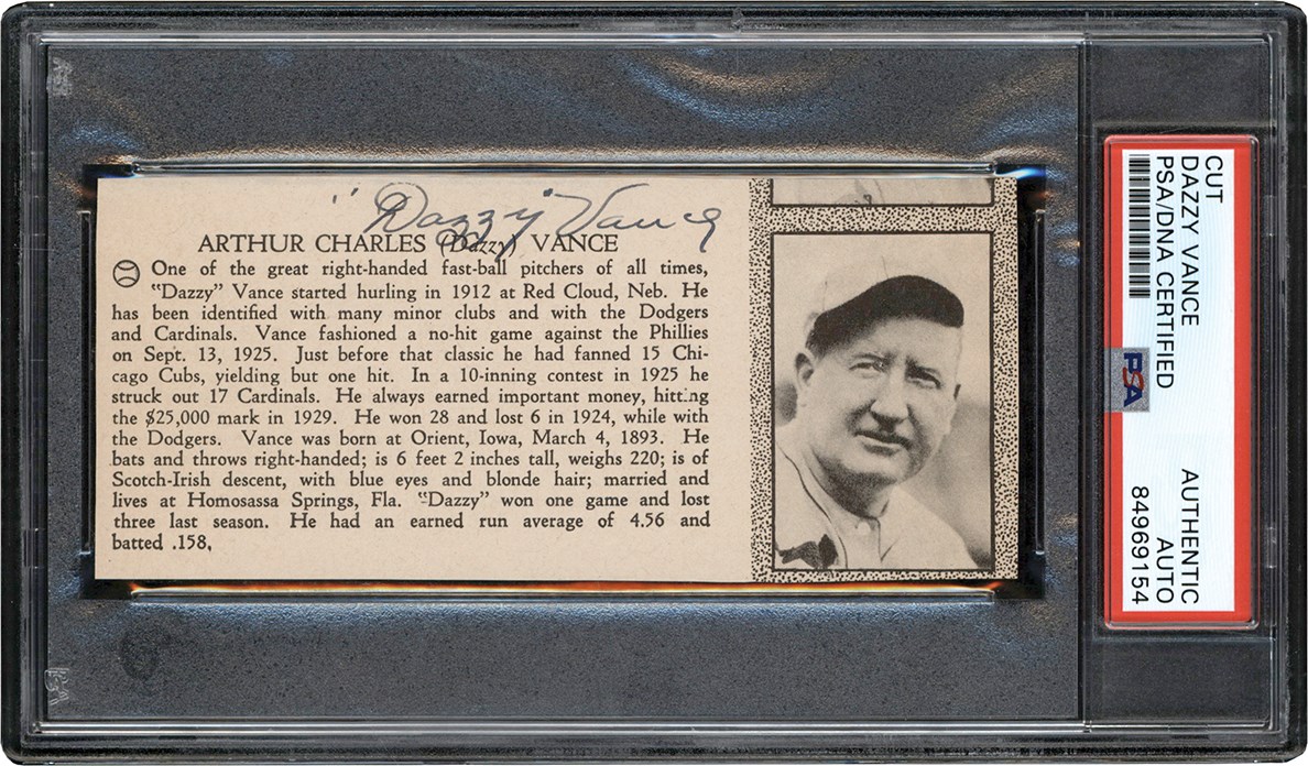 Baseball Autographs - Dazzy Vance Autograph (PSA)