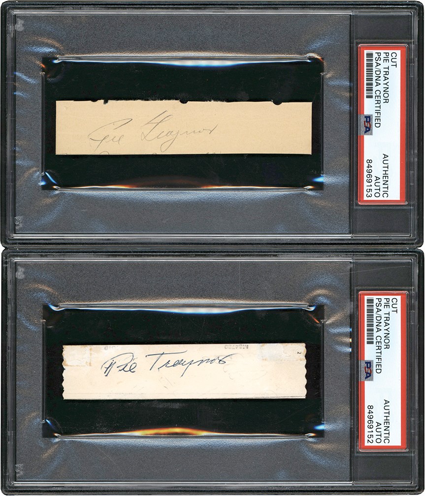 Baseball Autographs - Two Pie Traynor Autographs (PSA)